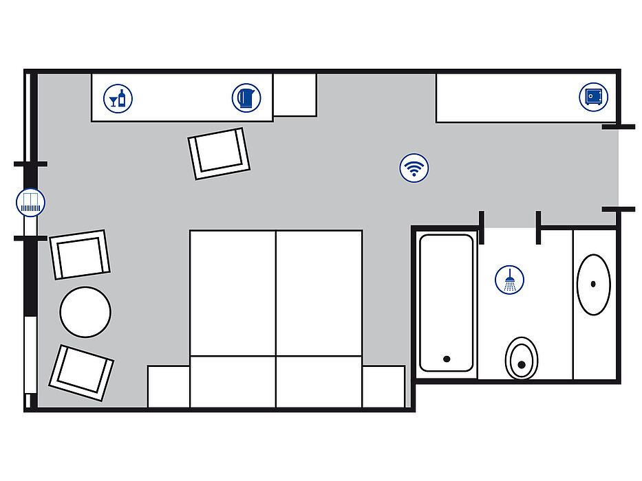 Room floor plan Classic room at the Maritim Hotel Bellevue Kiel