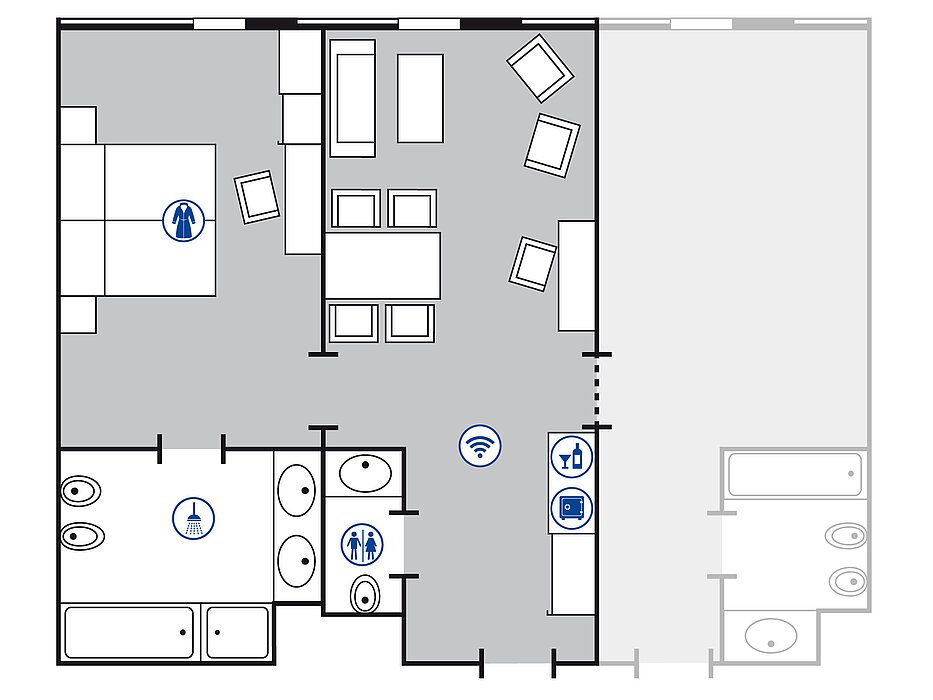 Room floor plan Senior suite in the Maritim Hotel München