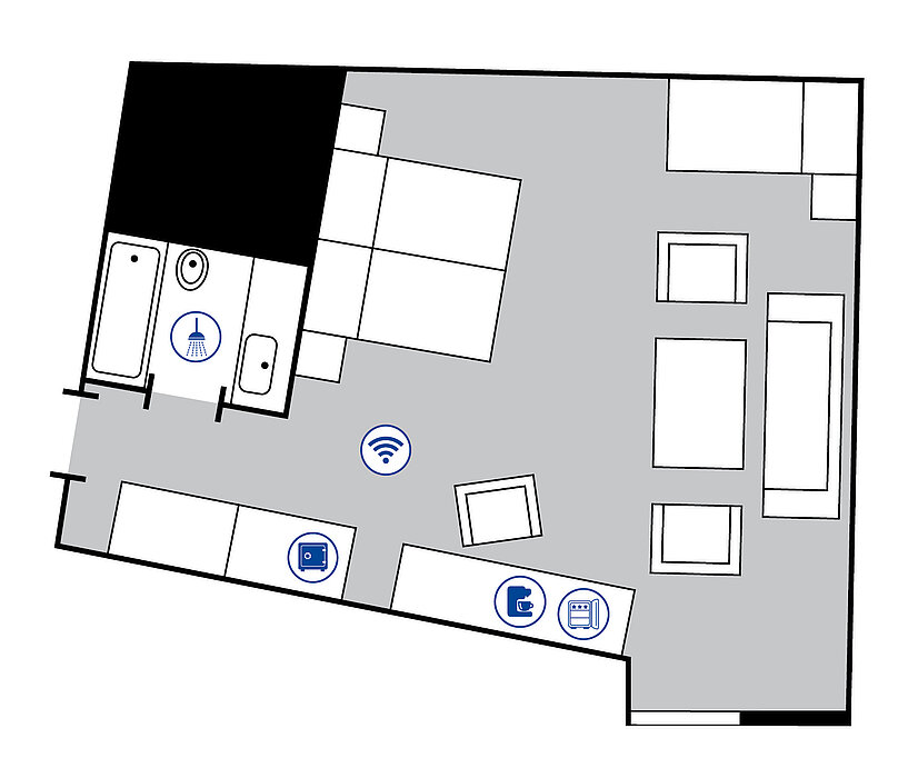 Room floor plan ClassicPlus Family room Room floor plan ClassicPlus Family room in the Maritim Hotel Königswinter