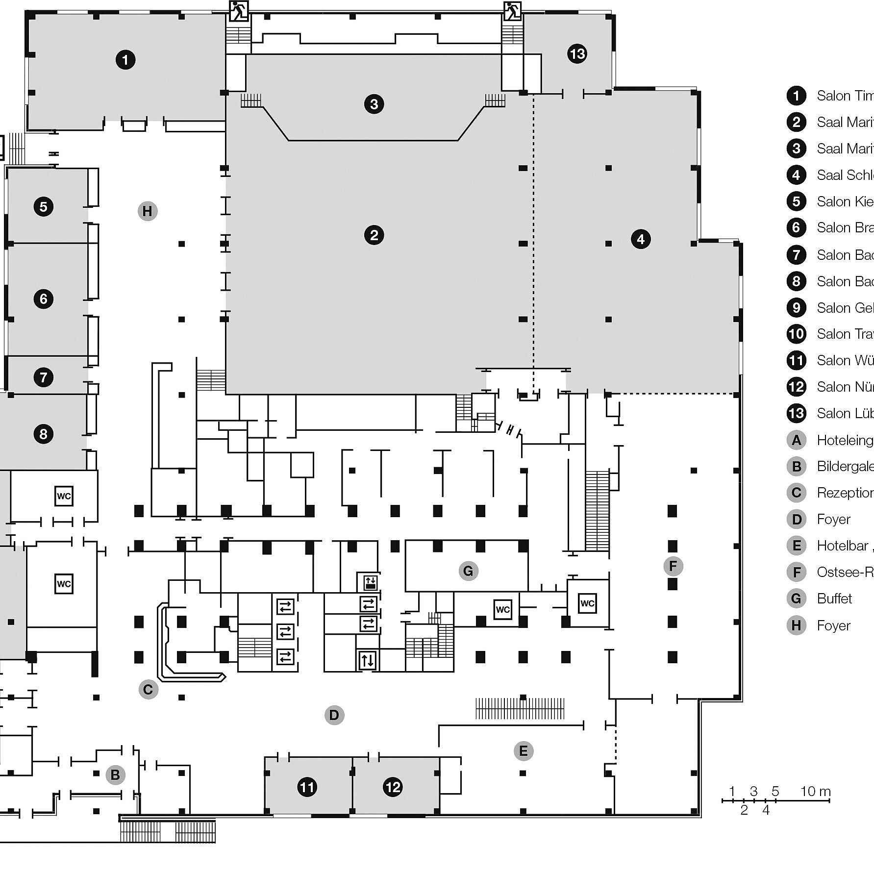 Floor plan, ground floor | Maritim Strandhotel Travemünde