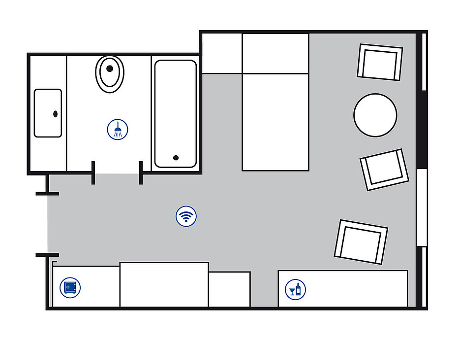 Room floor plan Classic room in the Maritim Hotel Köln