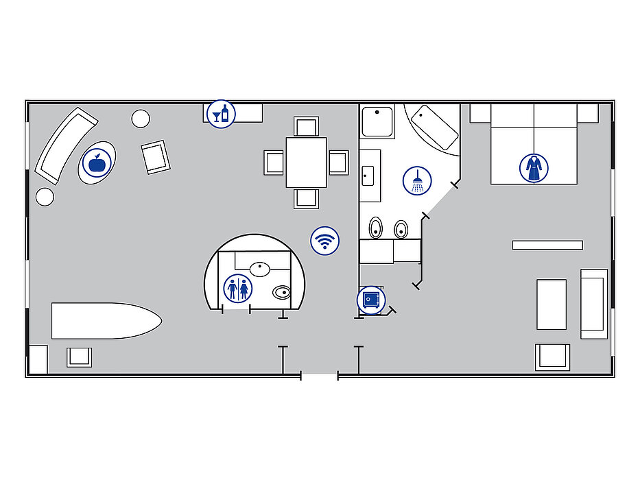 Room floor plan Peter Kuckei Suite in the Maritim proArte Hotel Berlin