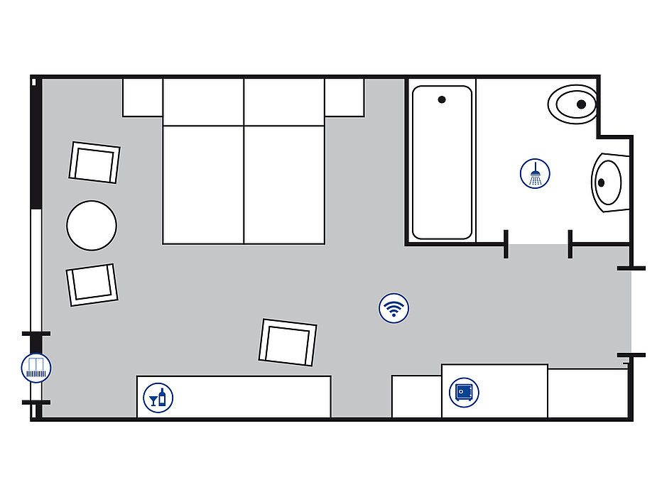 Room floor plan Superior room in the Maritim Hotel Bad Salzuflen