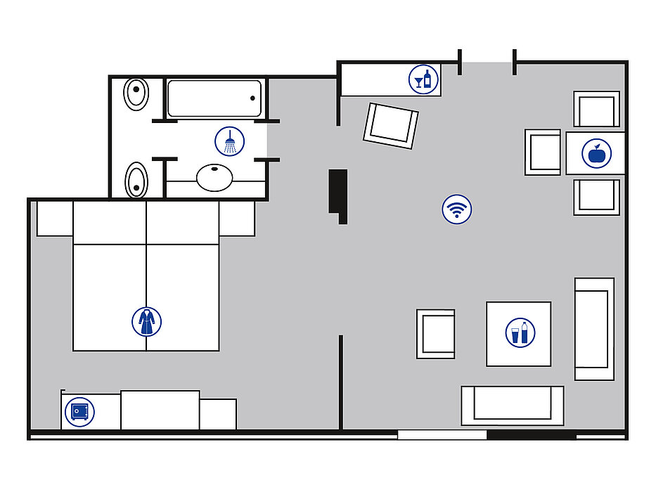 Room floor plan Mahagony Suite | Maritim Hotel Bad Wildungen