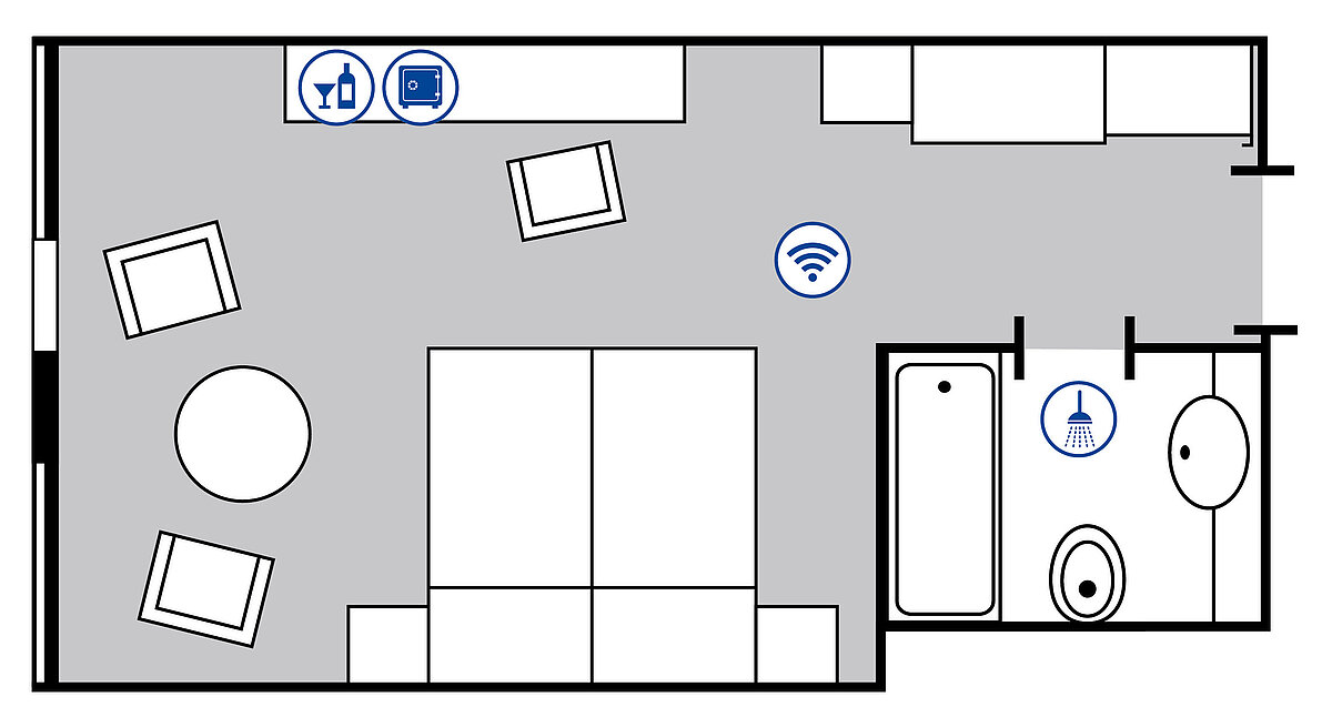 Room floor plan Comfort room in the Maritim Hotel Magdeburg