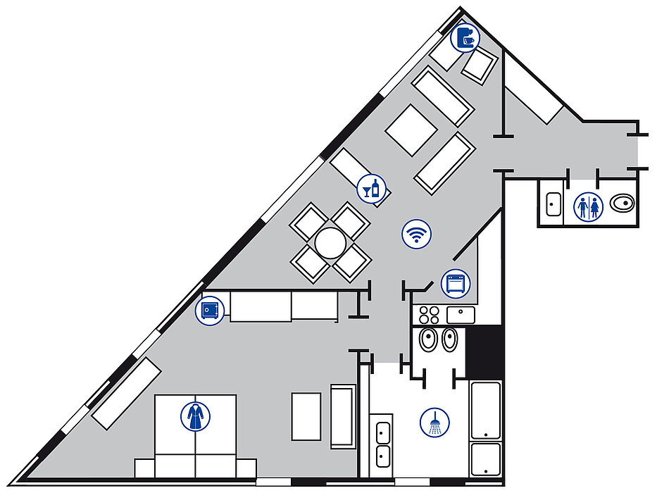 Room floor plan Master suite in the Maritim Hotel Düsseldorf