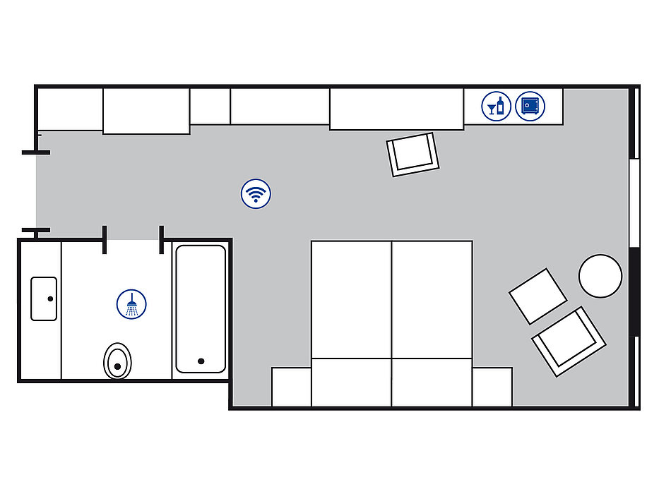 Room floor plan Classic room in the Maritim Hotel Stuttgart
